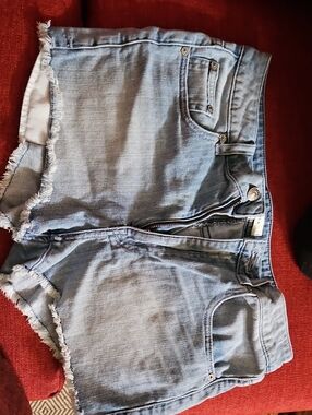 Talula Light Blue Frayed Denim Cutoff Shorts